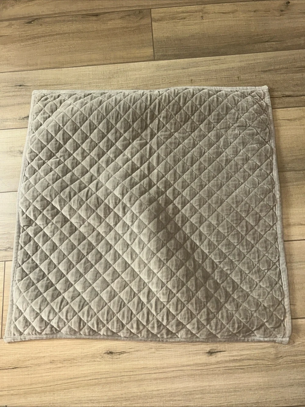 Restoration Hardware Square Quilted Velvet Pillow Sham Gray  25x25 Replacement